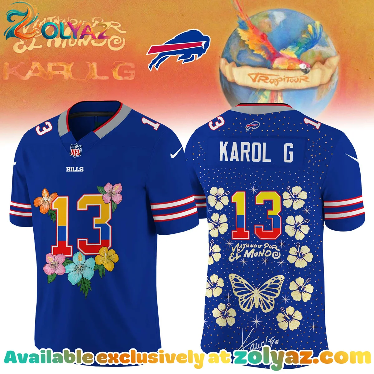 NFL x Karol G VIAJANDO POR EL MUNDO TROPITOUR Signature Jersey (Design 2) NFL x Karol G VIAJANDO POR EL MUNDO TROPITOUR Signature Jersey (Design 2)