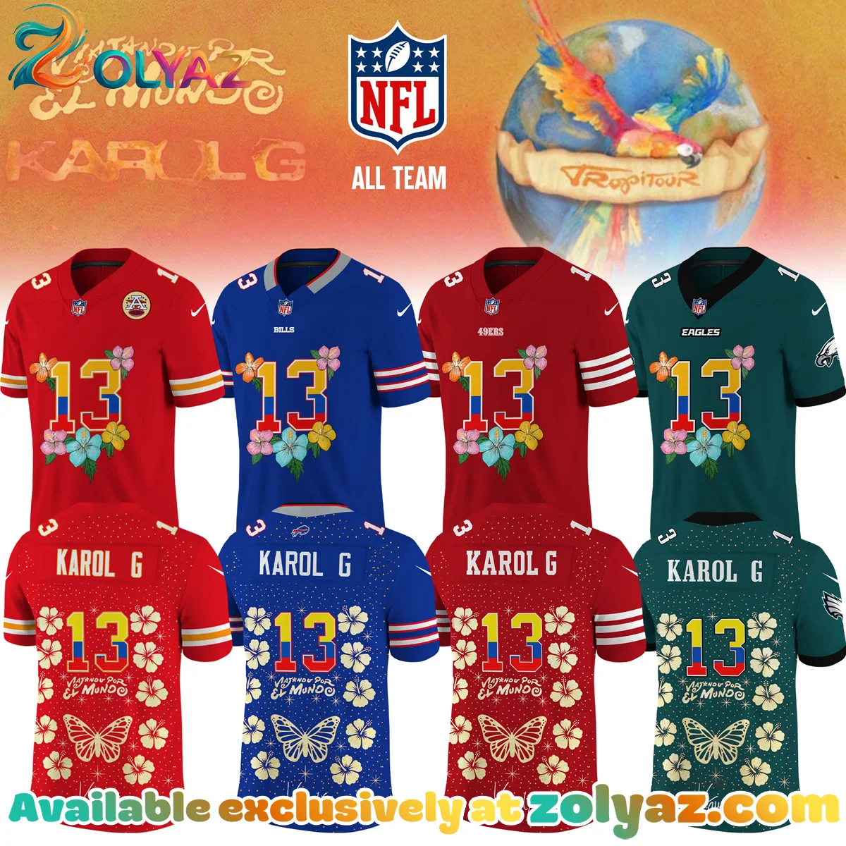 NFL x Karol G VIAJANDO POR EL MUNDO TROPITOUR Signature Jersey (Design 2)