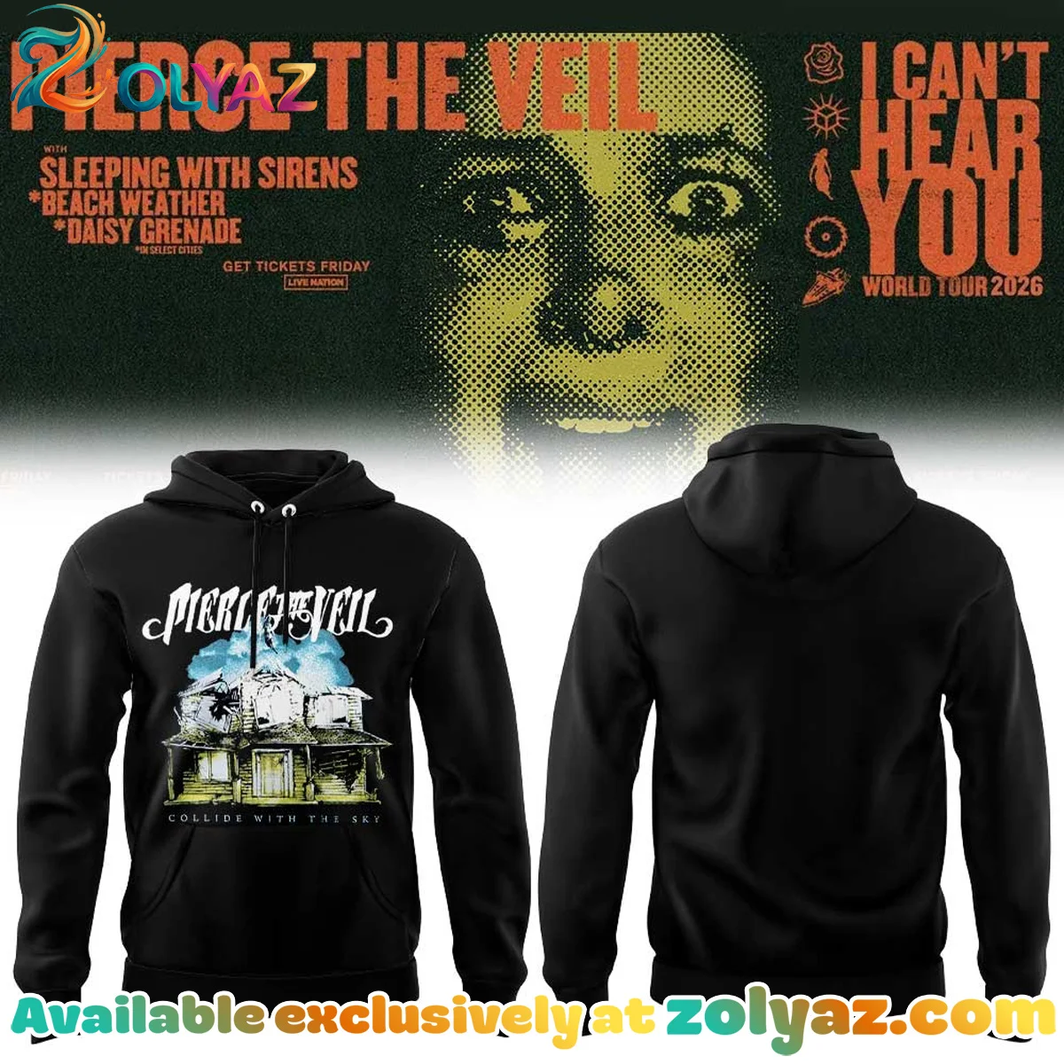 Pierce the Veil I Can't Hear You World Tour Shirt & Hoodie (Release 1)