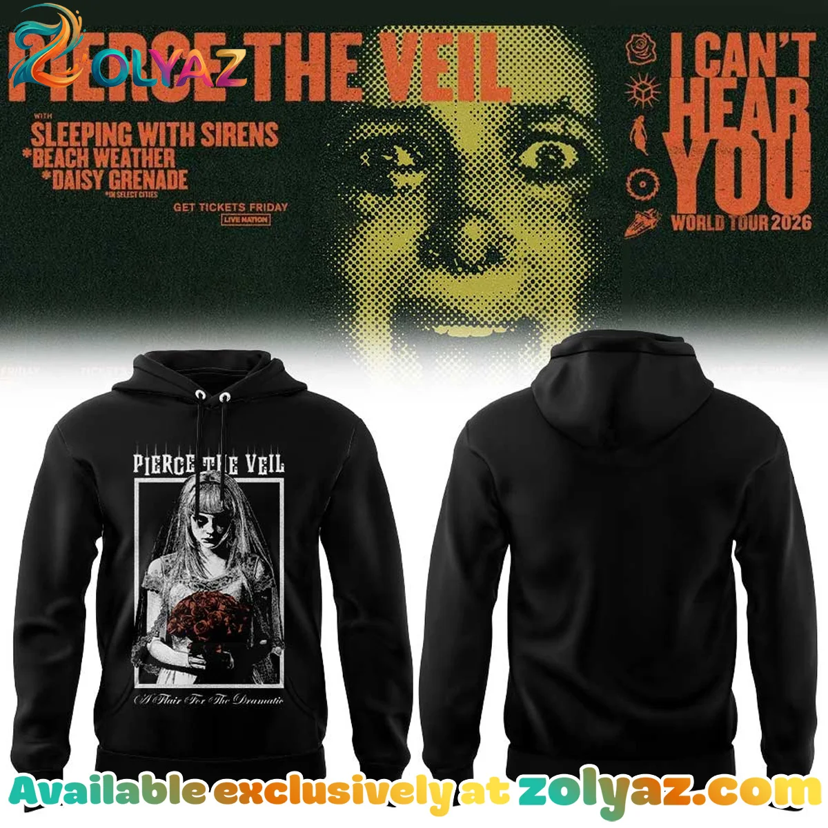 Pierce the Veil I Can't Hear You World Tour Shirt & Hoodie (Release 3)