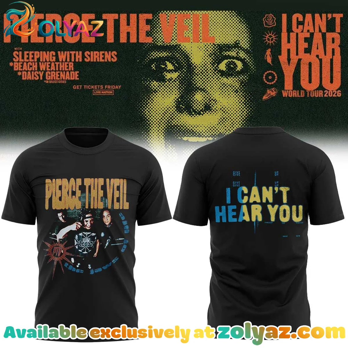Pierce the Veil I Can't Hear You World Tour Shirt & Hoodie [Batch 9]