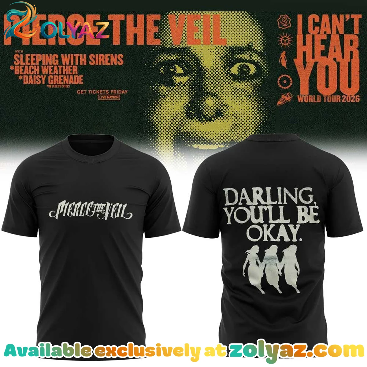 Pierce the Veil I Can't Hear You World Tour T-Shirt & Hoodie (Design 12)