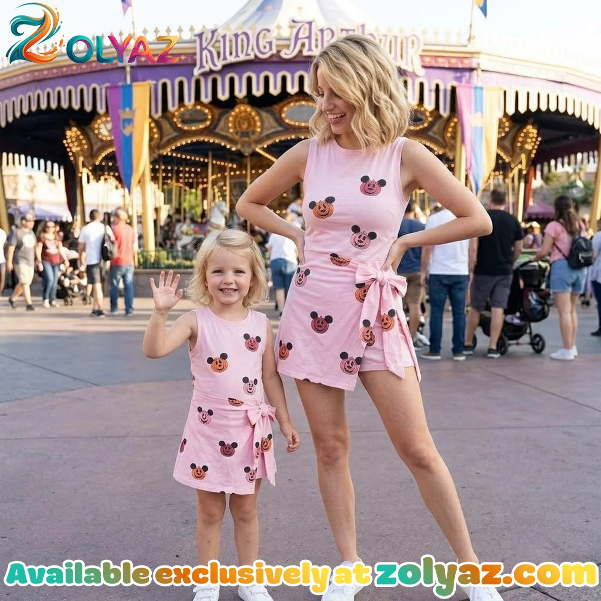 Pink Halloween Disney Athletic Dress - Tennis Dress Skirt, Mickey Pumpkin Pink Dress For Women