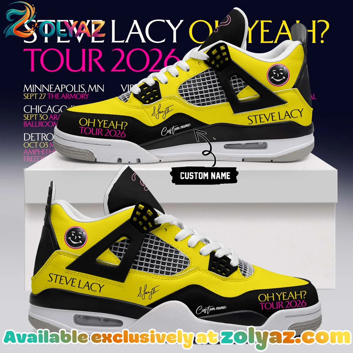 Steve Lacy Oh yeah? Tour Signature Custom Air Force 1 & Jordan 1 Shoes [Drop 17]