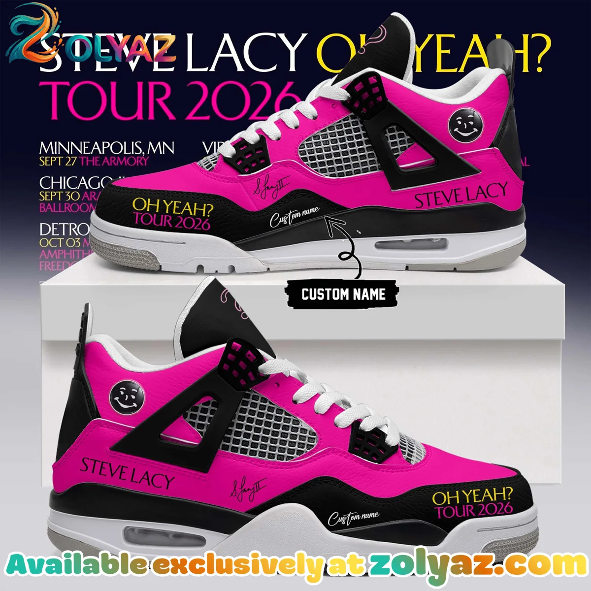 Steve Lacy Oh yeah? Tour Signature Custom Air Force 1 & Jordan 1 Shoes - Part 19