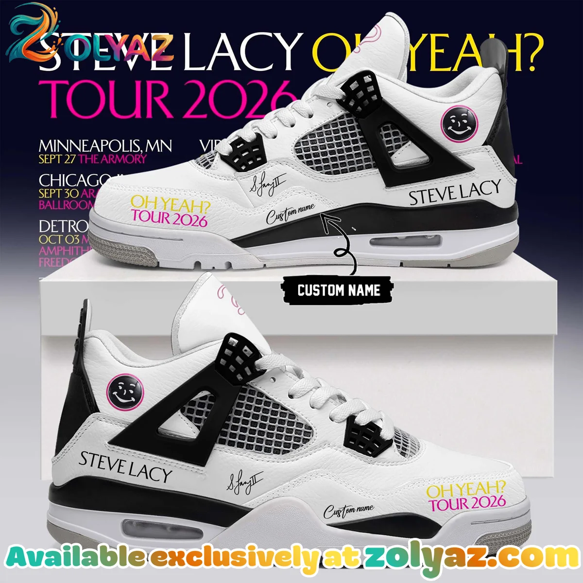 Steve Lacy Oh yeah? Tour Signature Custom Air Force 1 & Jordan 1 Shoes [Drop 20]
