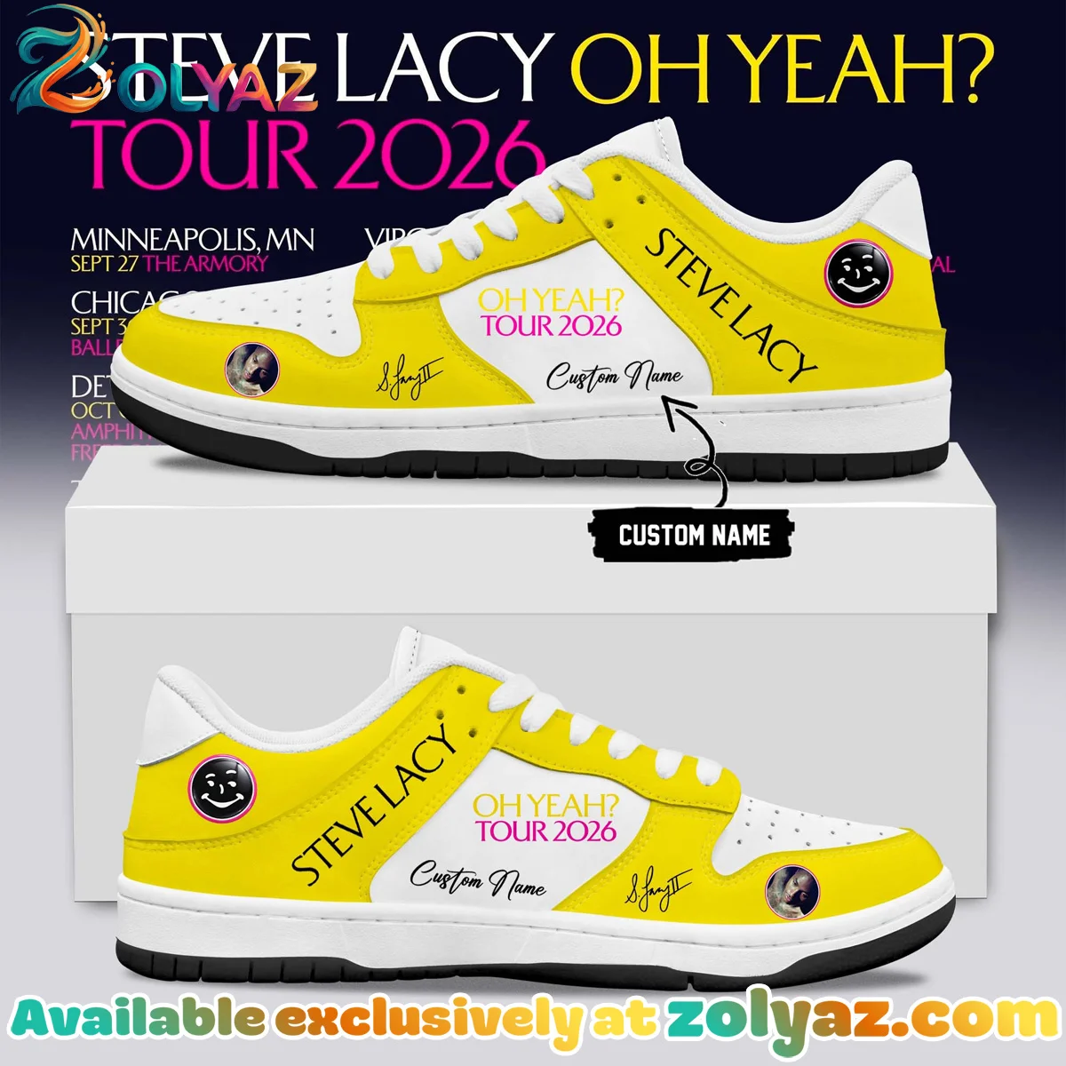 Steve Lacy Oh yeah? Tour Signature Custom Air Force 1 & Jordan 1 Shoes (Design 22)
