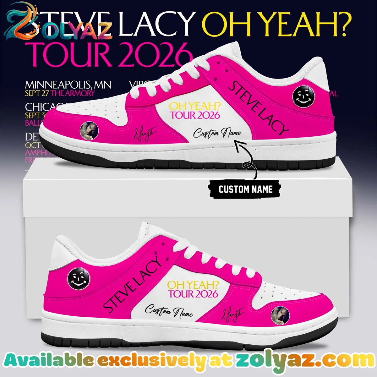 Steve Lacy Oh yeah? Tour Signature Custom Air Force 1 & Jordan 1 Shoes (Release 24)