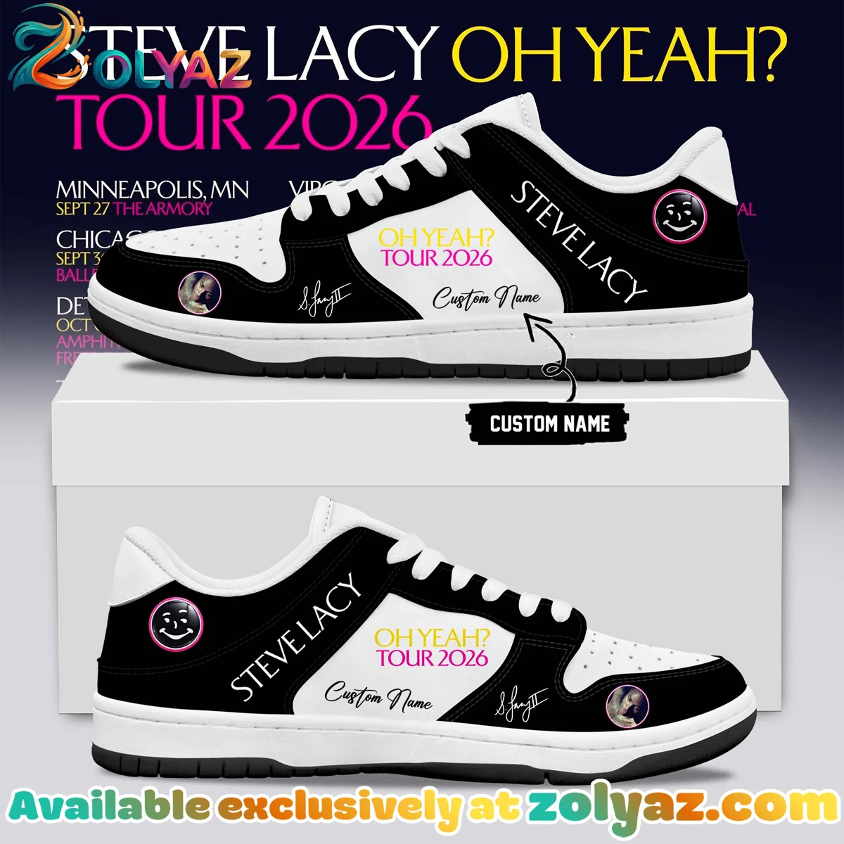 Steve Lacy Oh yeah? Tour Signature Custom Air Force 1 & Jordan 1 Shoes (Release 25)
