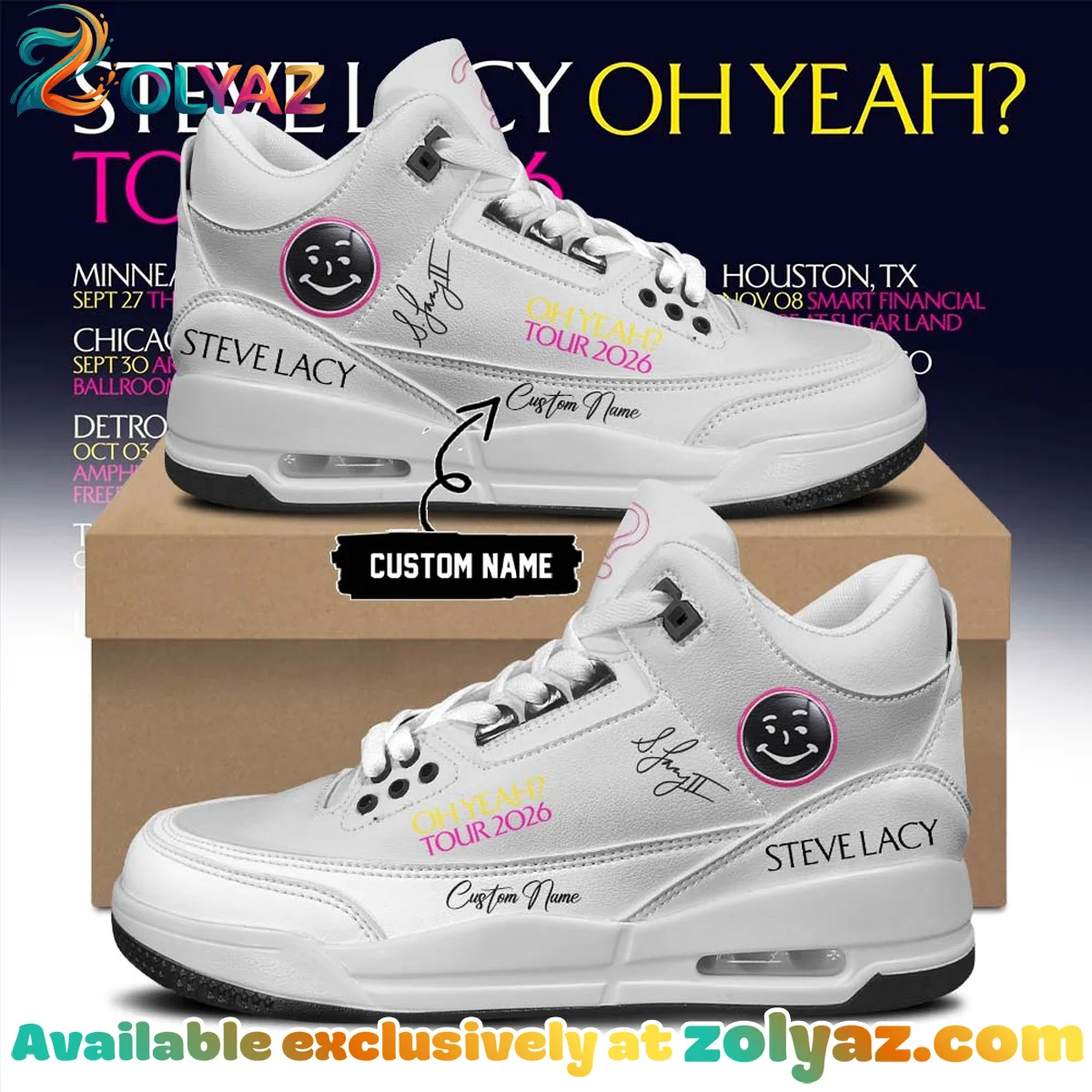 Steve Lacy Oh yeah? Tour Signature Custom Air Force 1 & Jordan 1 Shoes - Series 26