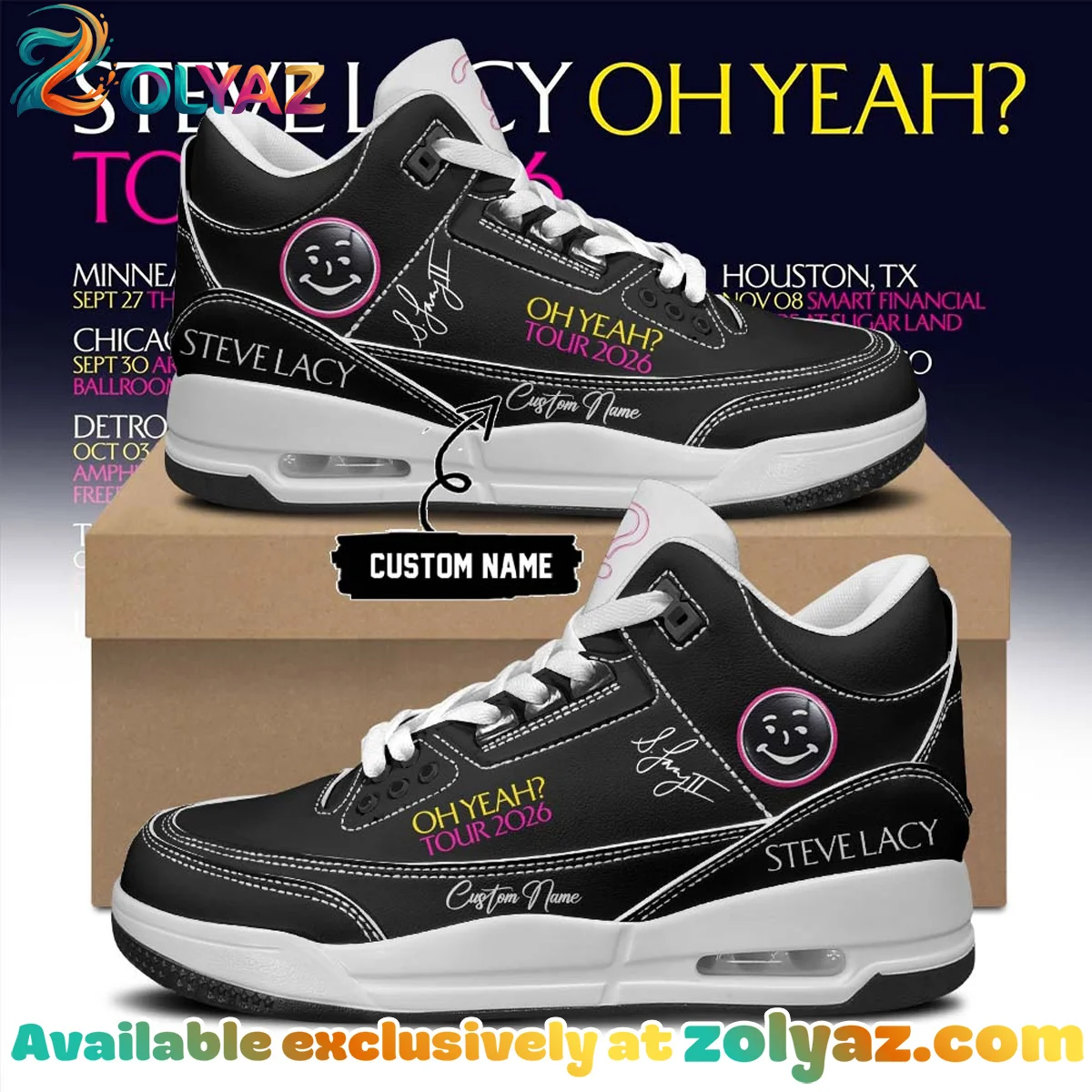 Steve Lacy Oh yeah? Tour Signature Custom Air Force 1 & Jordan 1 Shoes - Series 27