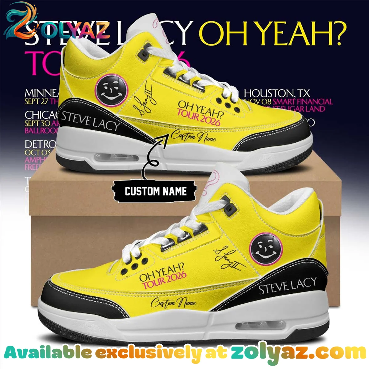 Steve Lacy Oh yeah? Tour Signature Custom Air Force 1 & Jordan 1 Shoes - Series 28