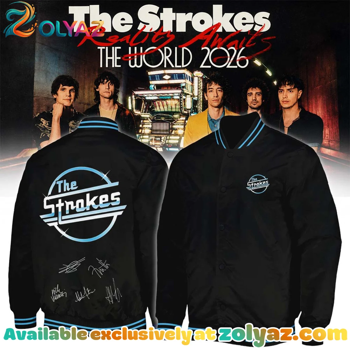 The Strokes Reality Awaits Tour Signature Bomber (Design 1)