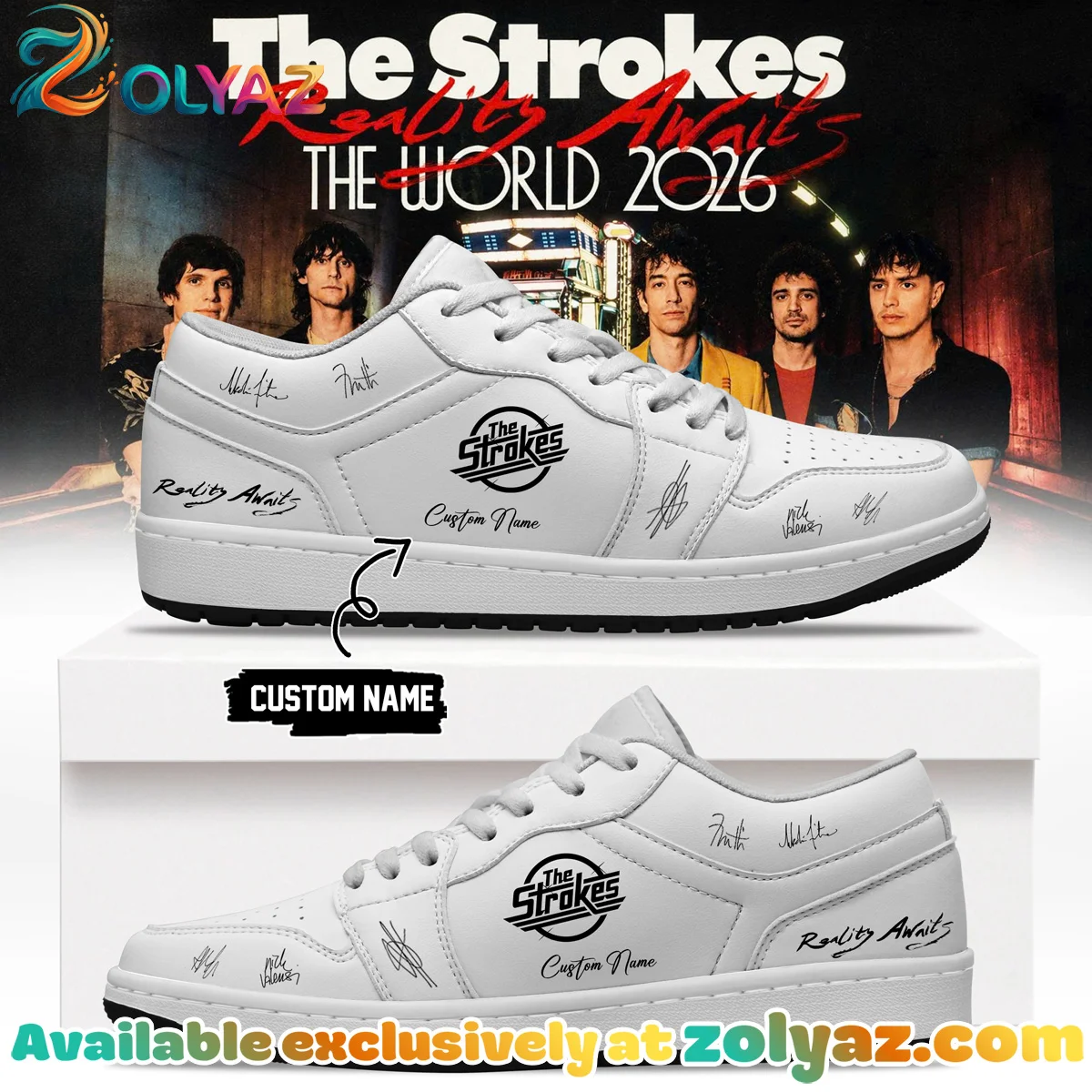 The Strokes Reality Awaits Tour Signature Custom Air Force 1 & Jordan 1 Shoes (Design 13)