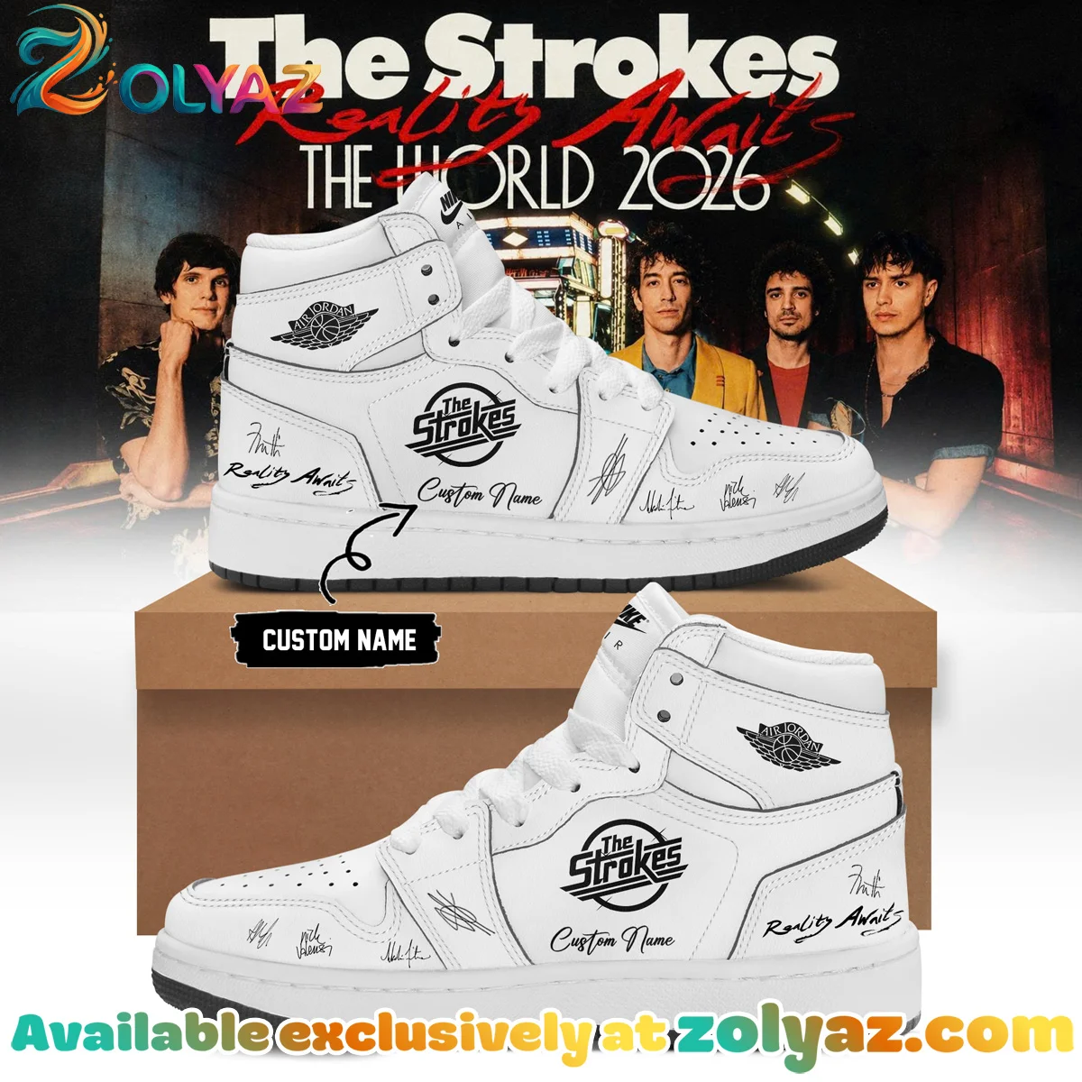 The Strokes Reality Awaits Tour Signature Custom Air Force 1 & Jordan 1 Shoes [Batch 12]