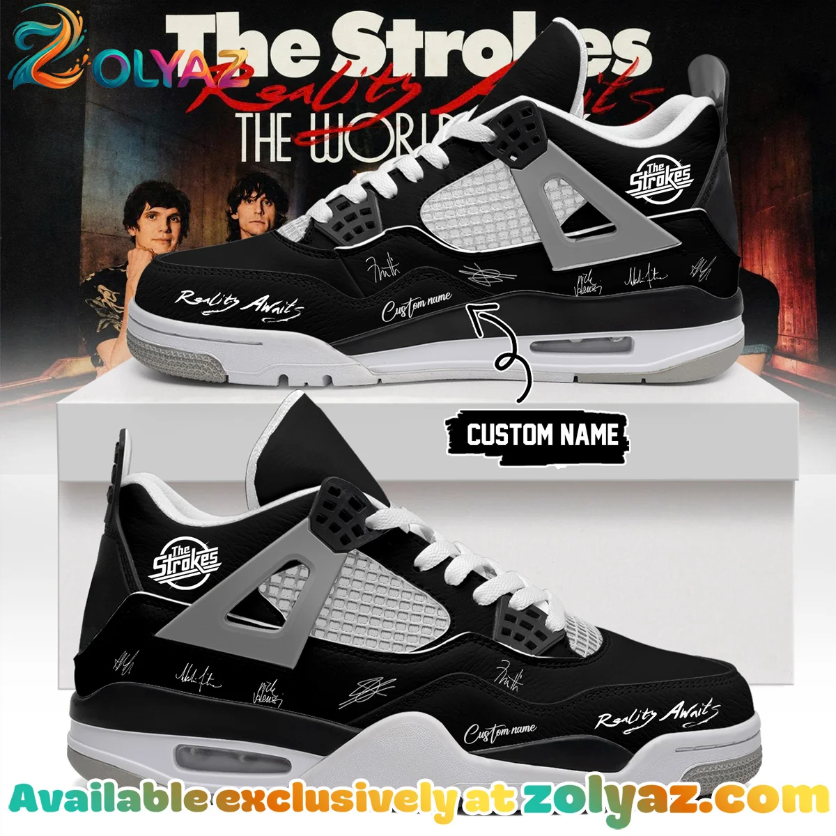 The Strokes Reality Awaits Tour Signature Custom Air Force 1 & Jordan 1 Shoes (Style 17)