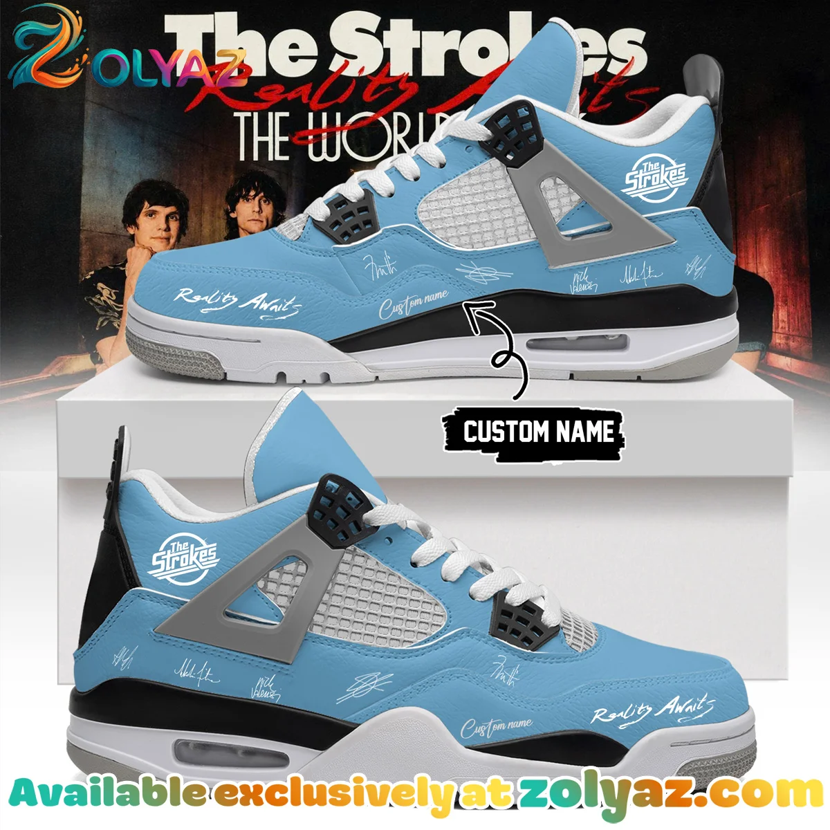 The Strokes Reality Awaits Tour Signature Custom Air Force 1 & Jordan 1 Shoes (Style 18)