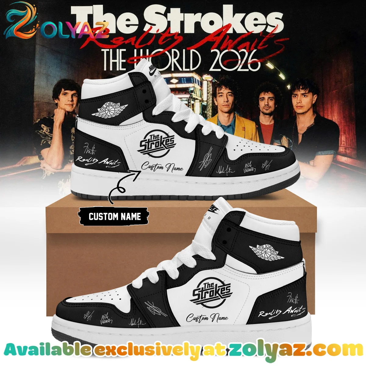 The Strokes Reality Awaits Tour Signature Custom Air Force 1 & Jordan 1 Shoes - Part 11