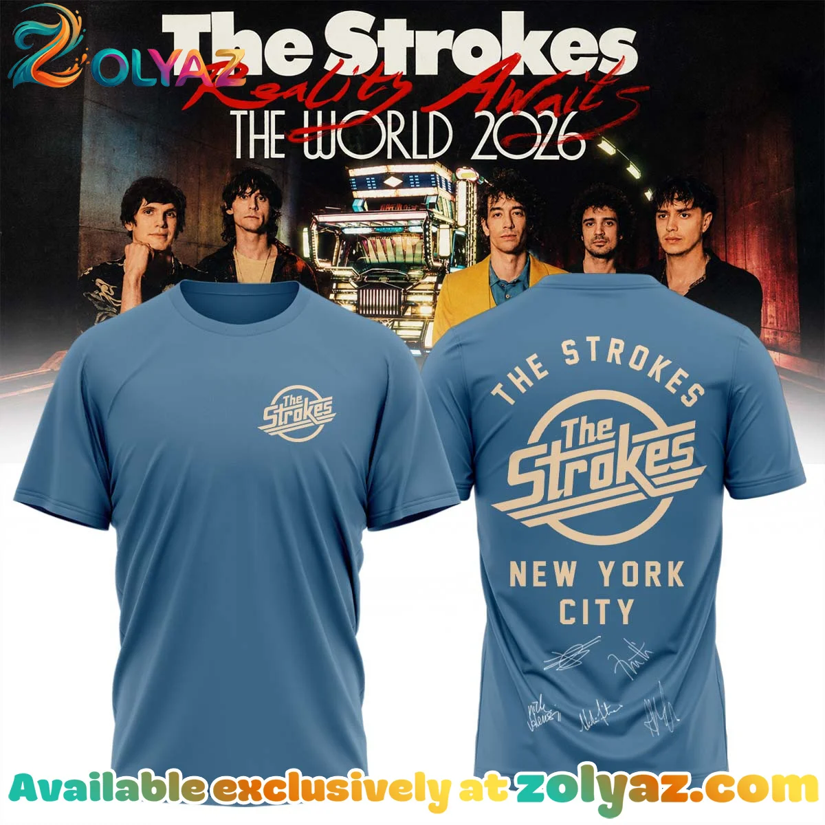 The Strokes Reality Awaits Tour Signature Shirt & Hoodie - Variant 6