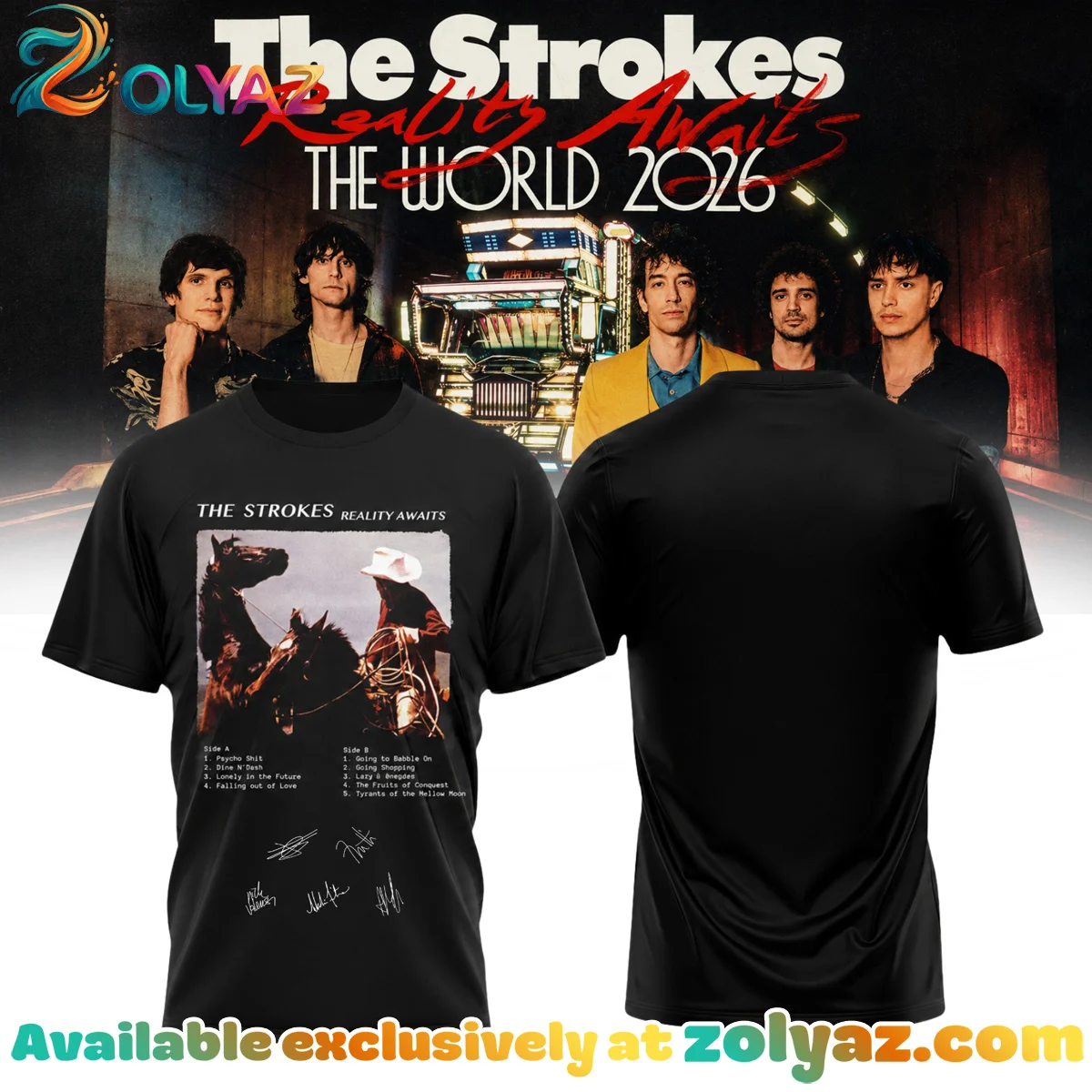 The Strokes Reality Awaits Tour Signature T-Shirt & Hoodie (Style 11)