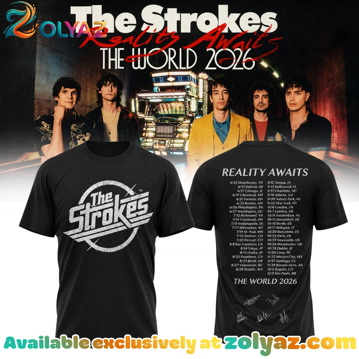 The Strokes Reality Awaits Tour Signature T-Shirt & Hoodie (Design 7)