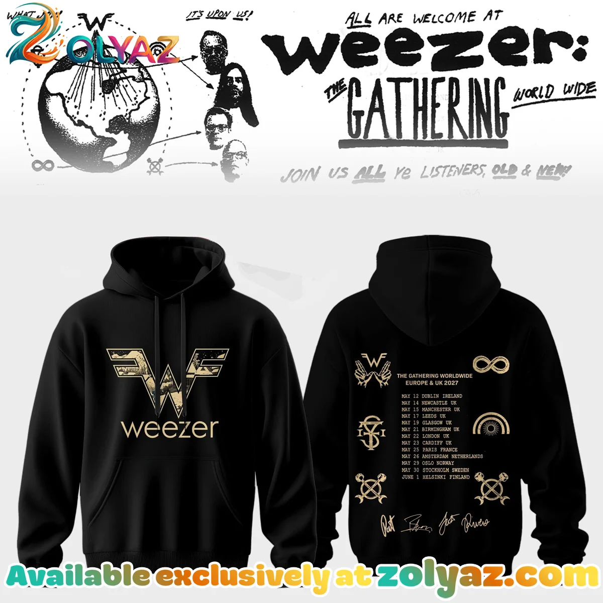 Weezer THE GATHERING WORLD WIDE Signature T-Shirt & Hoodie [Drop 4]