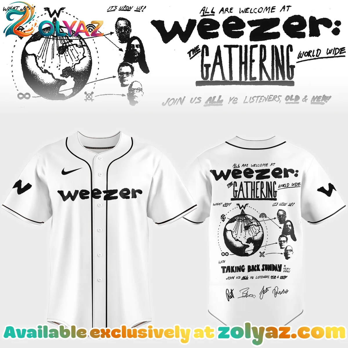 Weezer THE GATHERING WORLD WIDE Signature Jersey (Style 4)