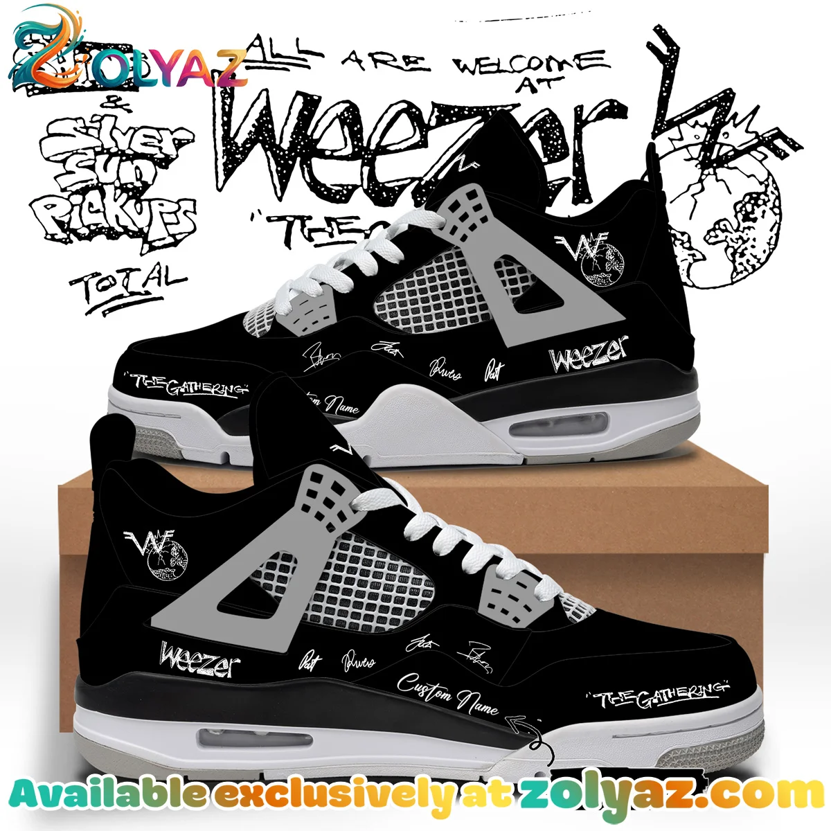 Weezer THE GATHERING WORLD WIDE Signature Custom Air Force 1 & Jordan 1 Shoes (Design 15)