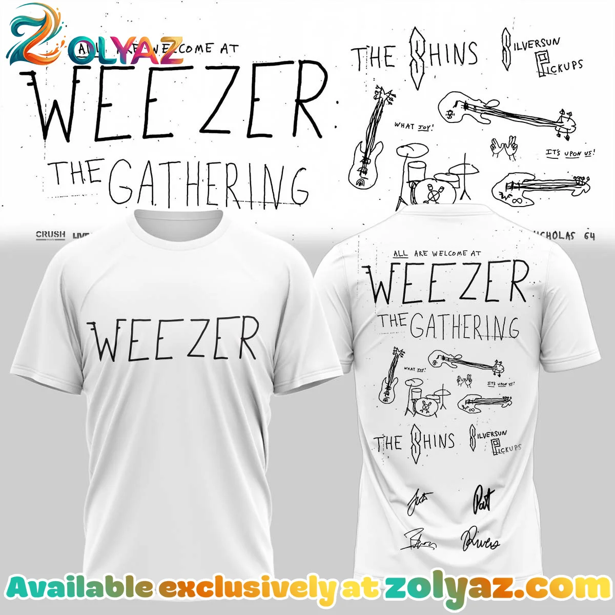 Weezer THE GATHERING WORLD WIDE Signature Shirt & Hoodie - Variant 18