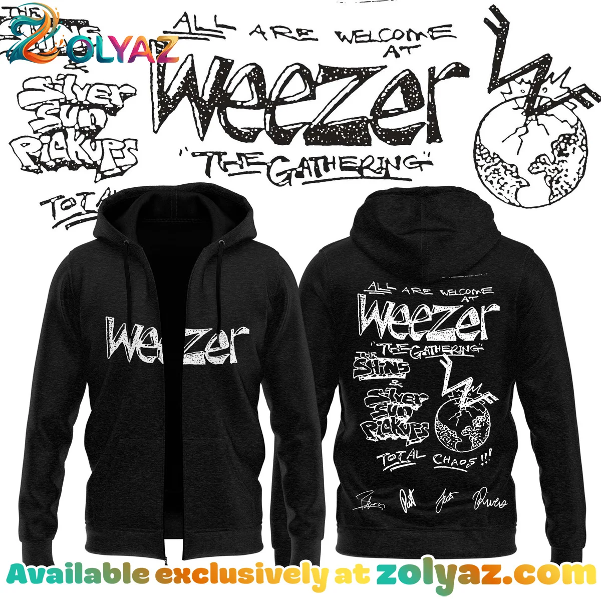 Weezer THE GATHERING WORLD WIDE Signature Shirt & Hoodie - Part 24