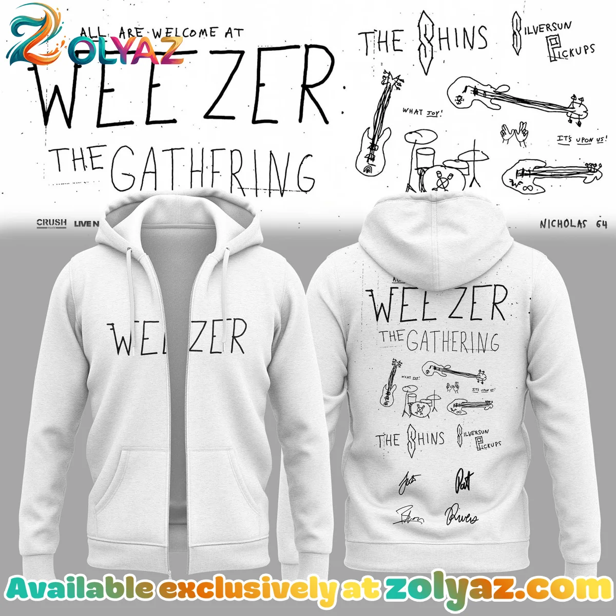 Weezer THE GATHERING WORLD WIDE Signature Shirt & Hoodie [Batch 21]