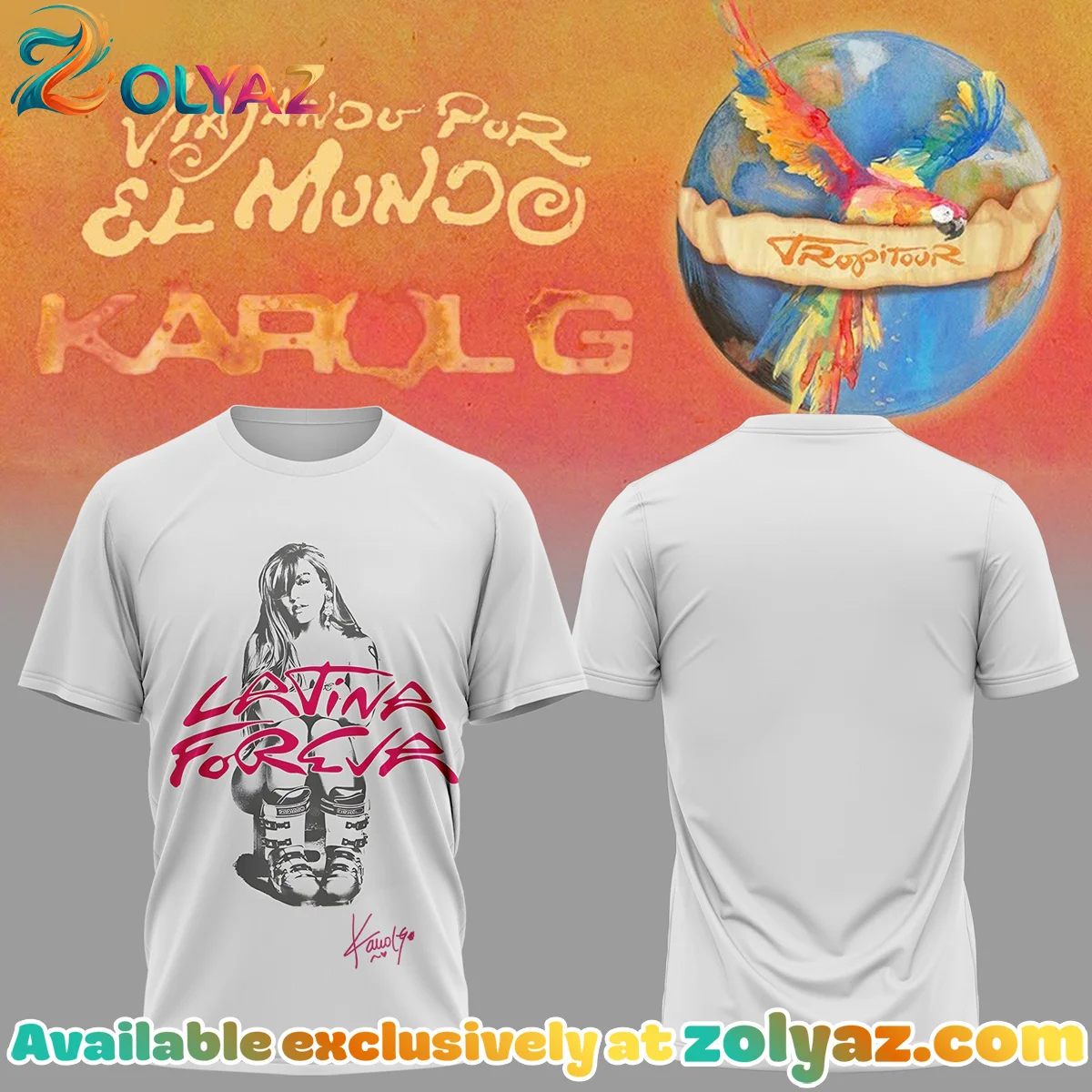 Karol G VIAJANDO POR EL MUNDO TROPITOUR Signature T-Shirt & Hoodie (Style 2)
