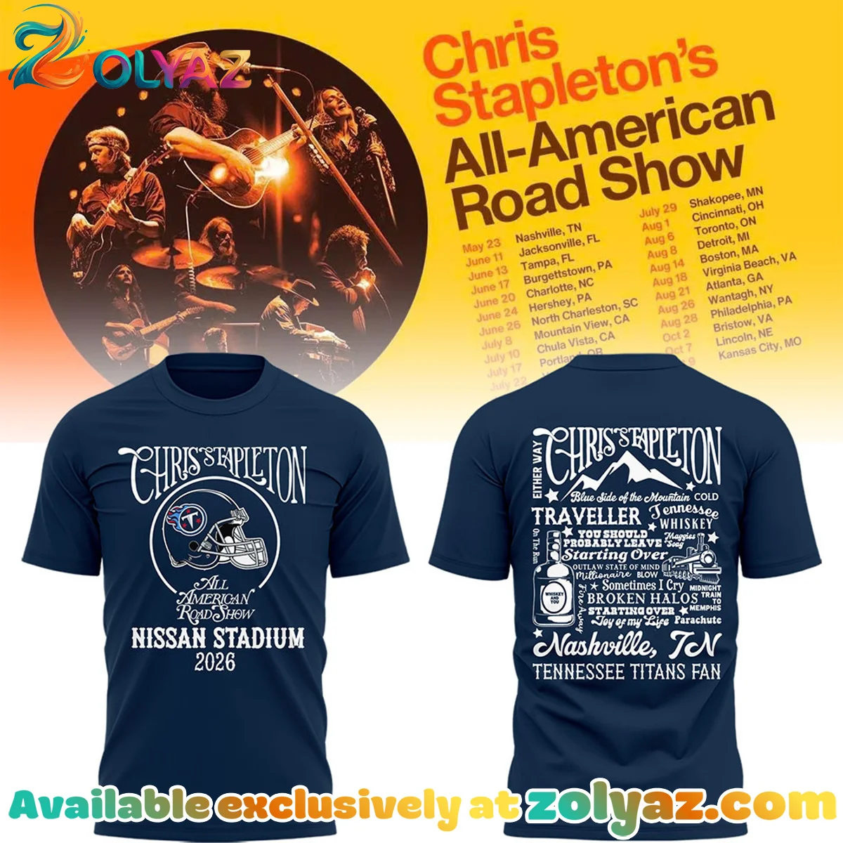 Chris Stapleton All-American Road Show Nissan Stadium T-Shirt & Hoodie - Part 4