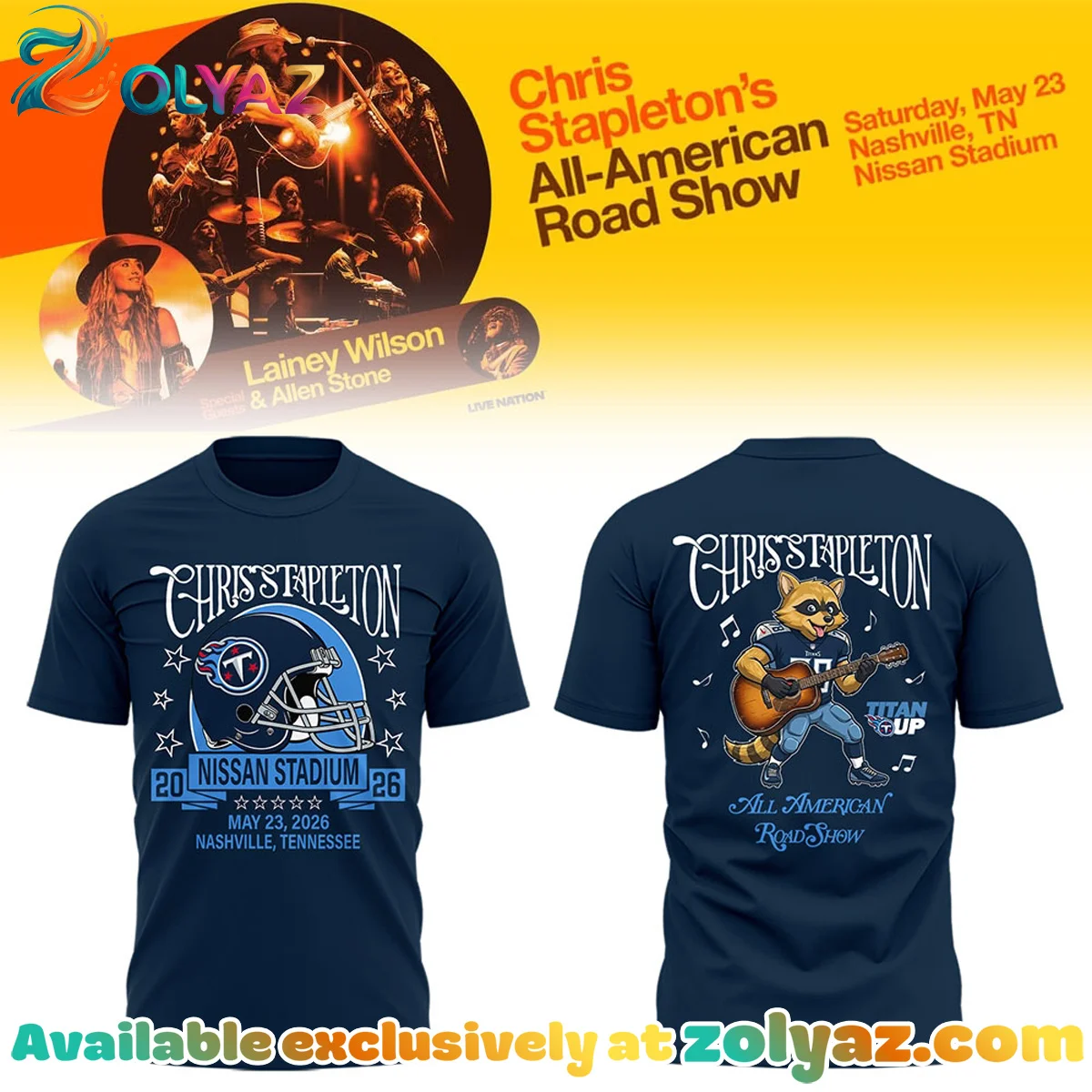 Chris Stapleton All-American Road Show Nissan Stadium T-Shirt & Hoodie - Variant 3