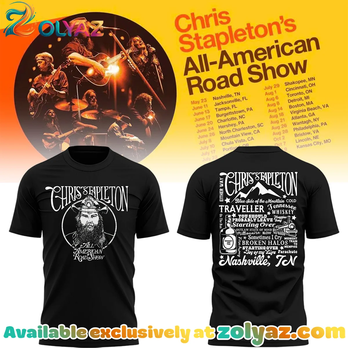 Chris Stapleton All-American Road Show Nissan Stadium T-Shirt & Hoodie (Release 6)