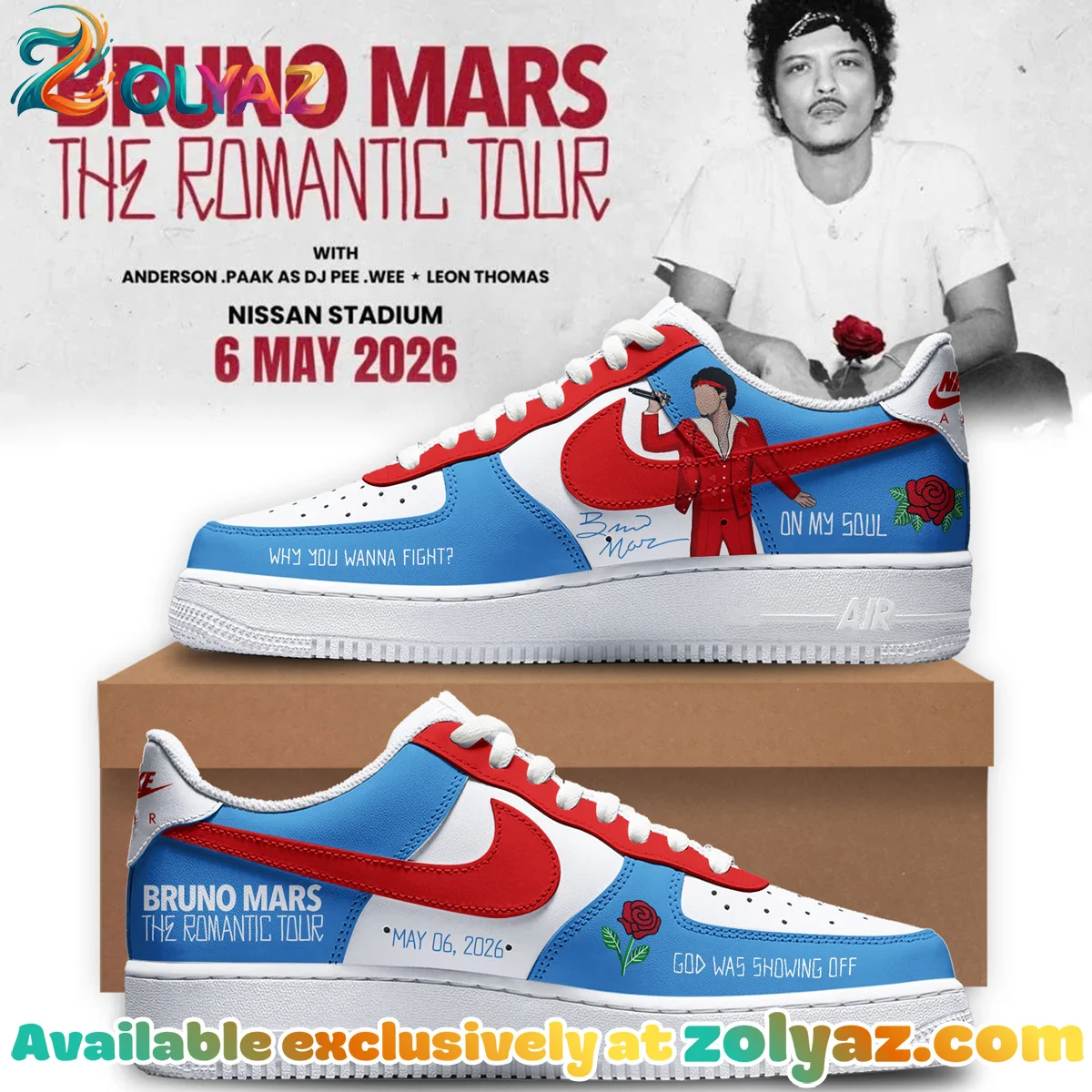 Titans x Bruno Mars Custom Air Force 1 & Jordan 1 Shoes (Release 1)